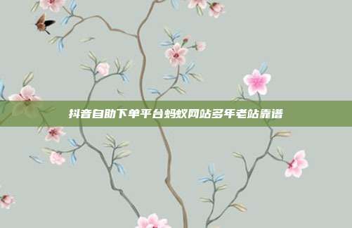抖音自助下单平台蚂蚁网站多年老站靠谱