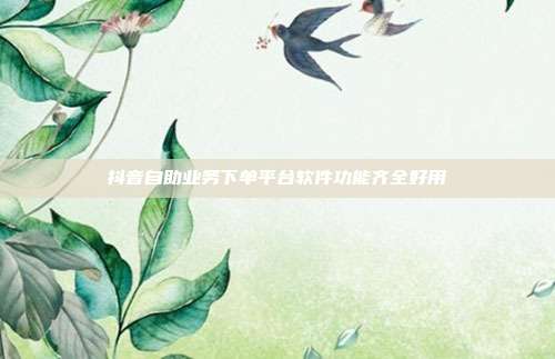 抖音自助业务下单平台软件功能齐全好用