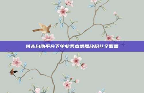 抖音自助平台下单业务点赞播放粉丝全覆盖