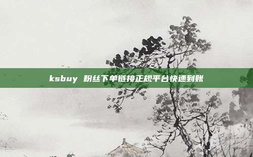 ksbuy 粉丝下单链接正规平台快速到账