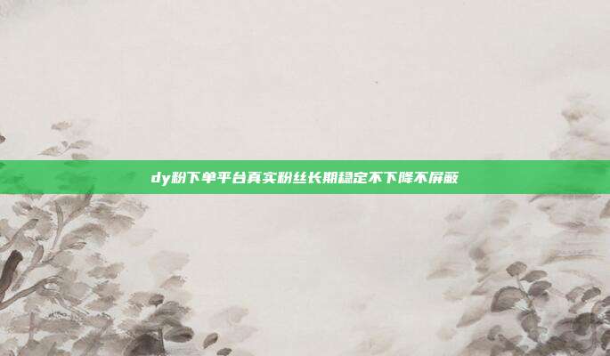 dy粉下单平台真实粉丝长期稳定不下降不屏蔽