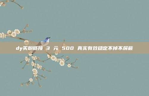 dy买粉链接 3 元 500 真实有效稳定不掉不屏蔽