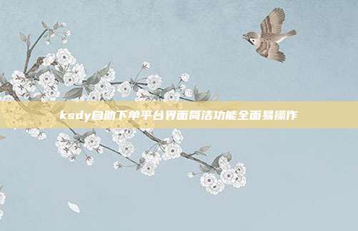 ksdy自助下单平台界面简洁功能全面易操作