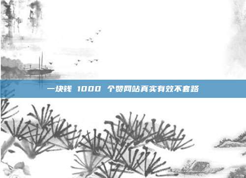 一块钱 1000 个赞网站真实有效不套路
