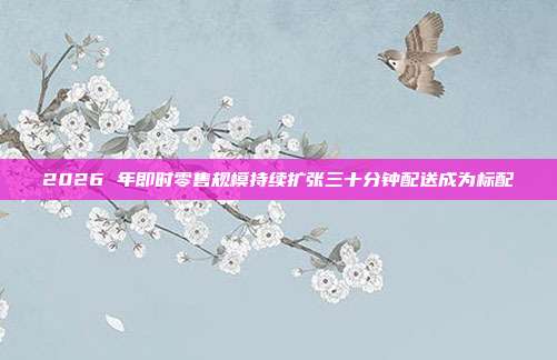 2026 年即时零售规模持续扩张三十分钟配送成为标配
