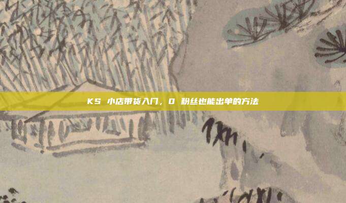 KS 小店带货入门,0 粉丝也能出单的方法