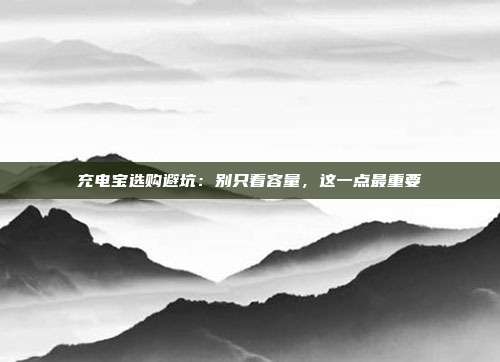 充电宝选购避坑:别只看容量,这一点最重要