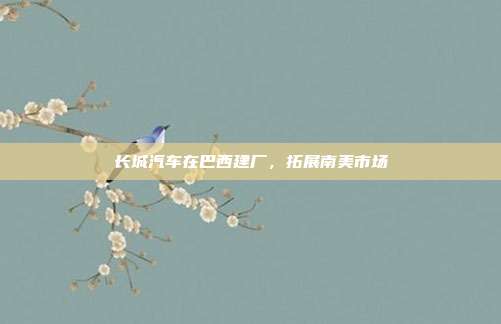 长城汽车在巴西建厂，拓展南美市场