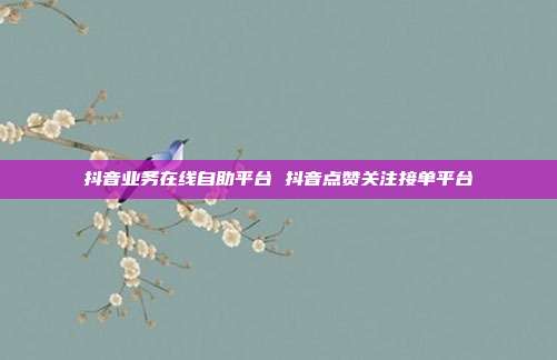 抖音业务在线自助平台 抖音点赞关注接单平台
