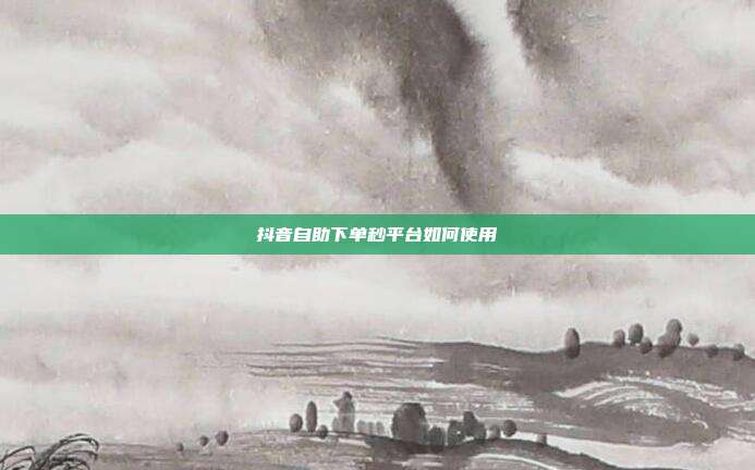抖音自助下单秒平台如何使用