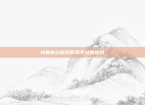 抖音粉丝低价购买平台靠谱吗