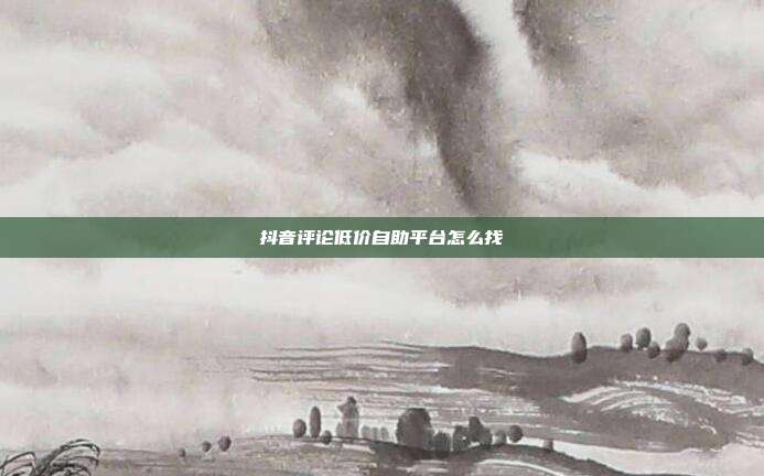 抖音评论低价自助平台怎么找