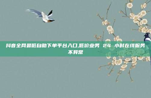 抖音全网最低自助下单平台入口,低价业务 24 小时在线服务不异常