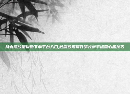 抖音播放量自助下单平台入口,秒刷数据提升曝光新手运营必备技巧