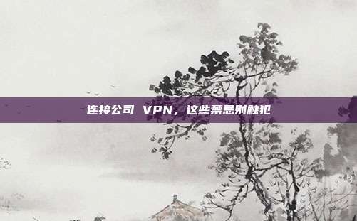 连接公司 VPN,这些禁忌别触犯