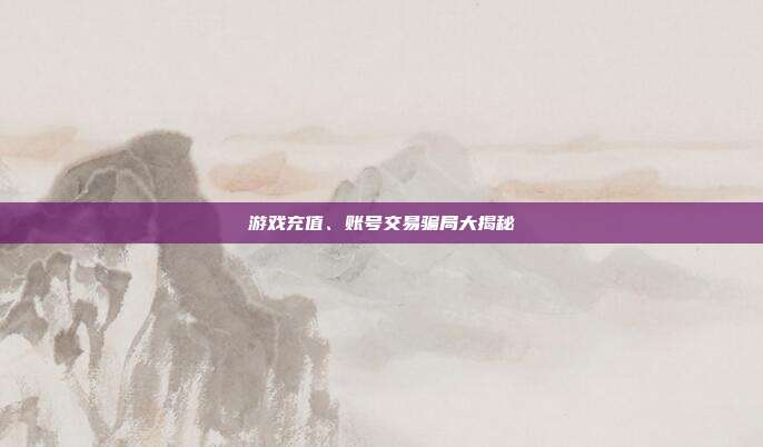游戏充值、账号交易骗局大揭秘