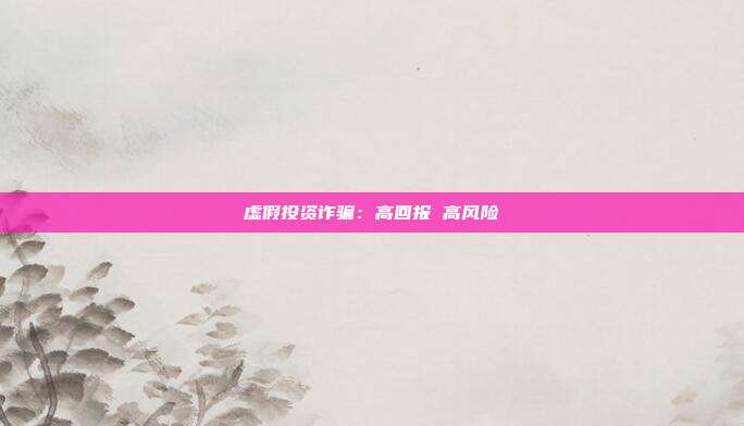 虚假投资诈骗：高回报 高风险