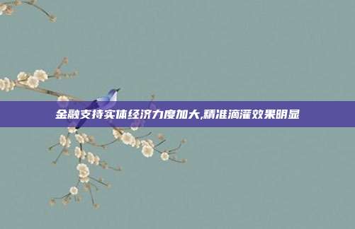 金融支持实体经济力度加大,精准滴灌效果明显