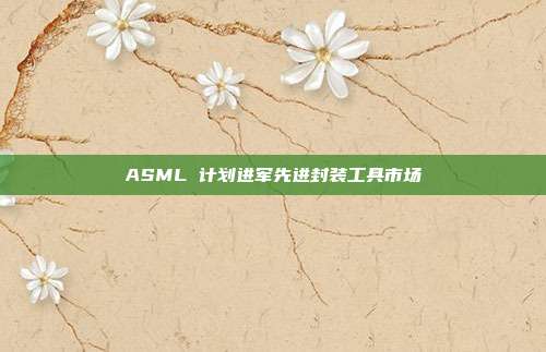 ASML 计划进军先进封装工具市场