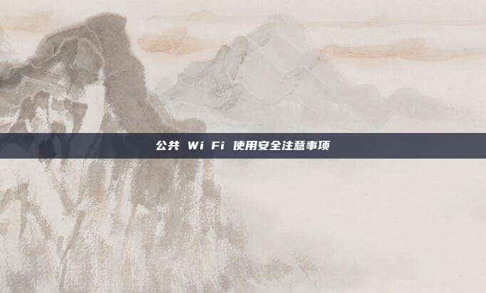 公共 Wi‑Fi 使用安全注意事项