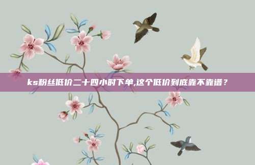 ks粉丝低价二十四小时下单,这个低价到底靠不靠谱?