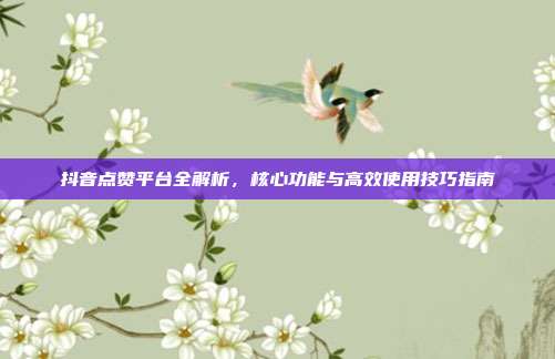 抖音点赞平台全解析，核心功能与高效使用技巧指南