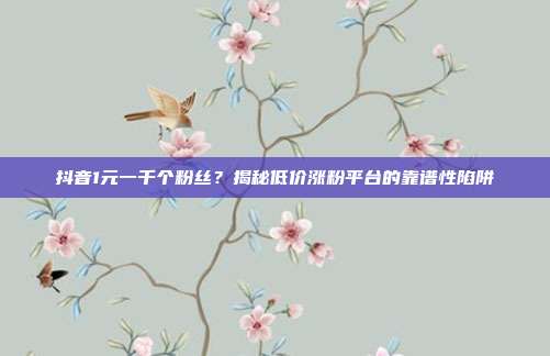 抖音1元一千个粉丝？揭秘低价涨粉平台的靠谱性陷阱