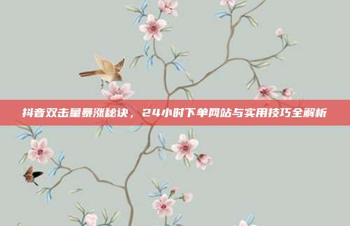 抖音双击量暴涨秘诀，24小时下单网站与实用技巧全解析