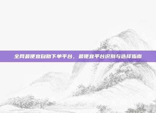 全网最便宜自助下单平台,最便宜平台识别与选择指南
