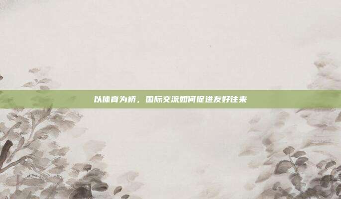 以体育为桥,国际交流如何促进友好往来