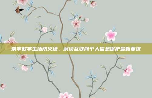 筑牢数字生活防火墙，解读互联网个人信息保护最新要求