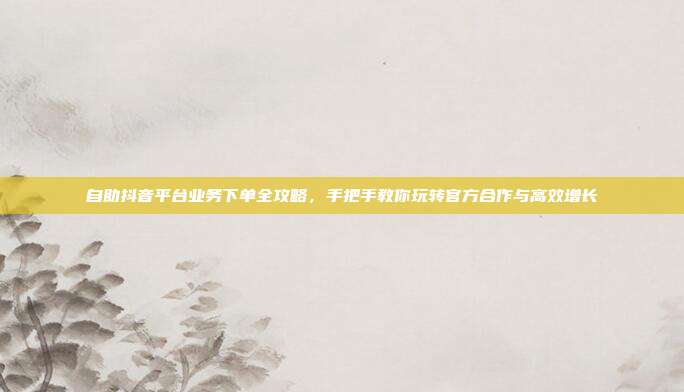 自助抖音平台业务下单全攻略,手把手教你玩转官方合作与高效增长