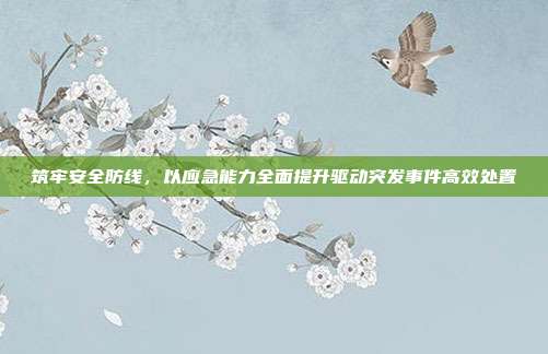 筑牢安全防线,以应急能力全面提升驱动突发事件高效处置