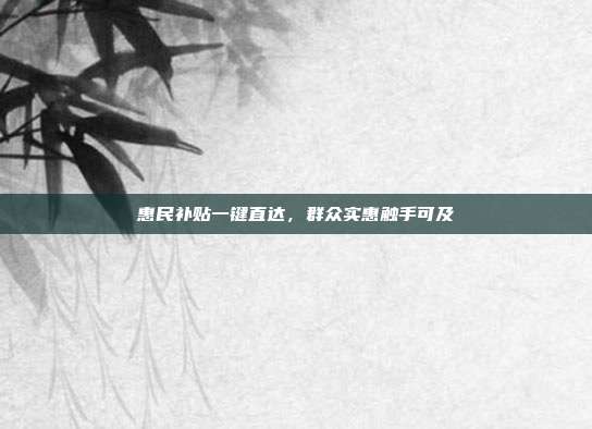 惠民补贴一键直达，群众实惠触手可及