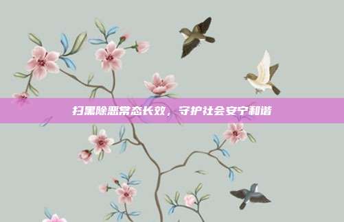 扫黑除恶常态长效,守护社会安宁和谐