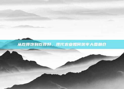 从吃得饱到吃得好,现代农业如何筑牢大国粮仓
