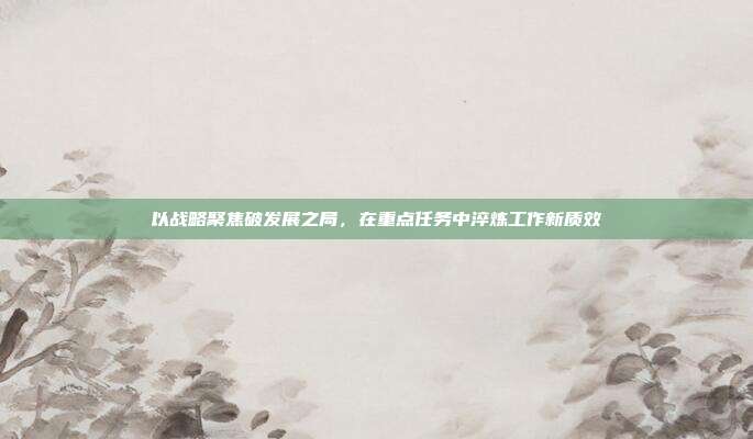 以战略聚焦破发展之局,在重点任务中淬炼工作新质效