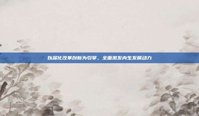 以深化改革创新为引擎,全面激发内生发展动力