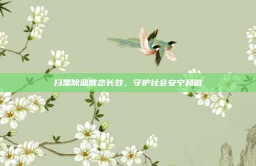 扫黑除恶常态长效,守护社会安宁和谐