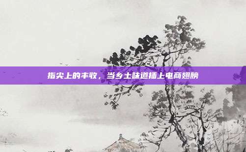 指尖上的丰收,当乡土味道插上电商翅膀