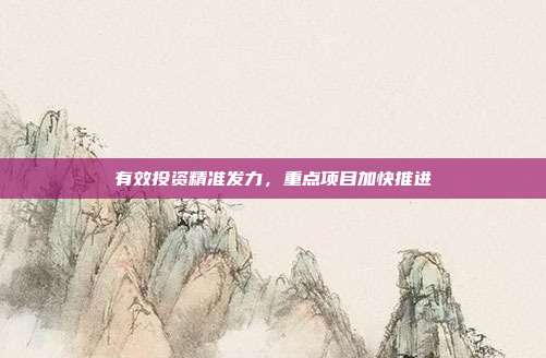 有效投资精准发力,重点项目加快推进