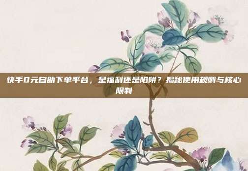 快手0元自助下单平台,是福利还是陷阱?揭秘使用规则与核心限制