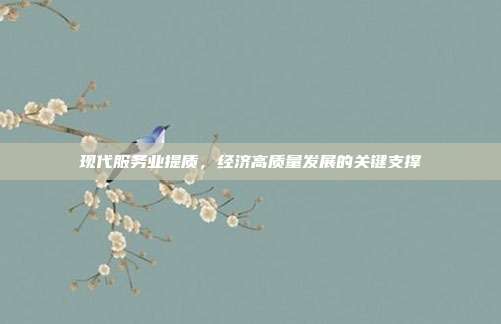 现代服务业提质,经济高质量发展的关键支撑
