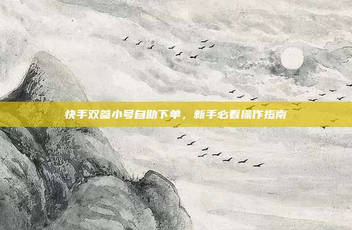 快手双参小号自助下单，新手必看操作指南