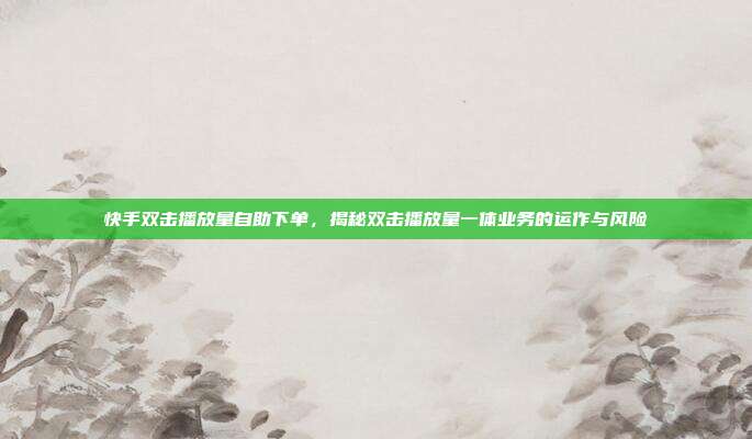 快手双击播放量自助下单，揭秘双击播放量一体业务的运作与风险