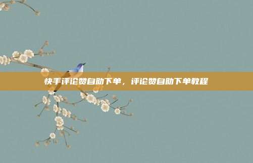 快手评论赞自助下单，评论赞自助下单教程