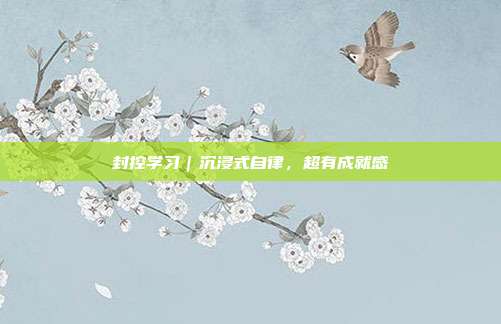 封控学习｜沉浸式自律，超有成就感