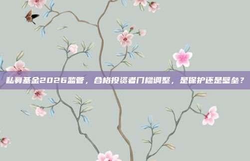 私募基金2026监管,合格投资者门槛调整,是保护还是壁垒?