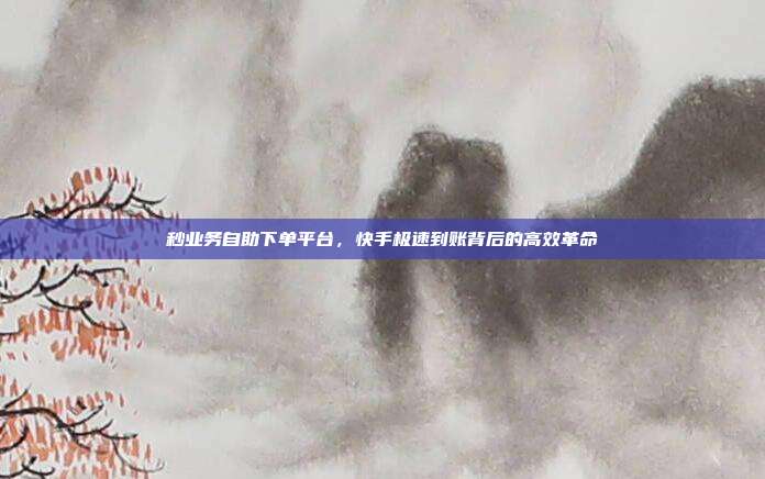 秒业务自助下单平台,快手极速到账背后的高效革命