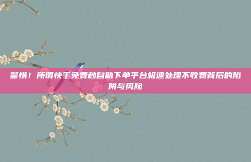 警惕!所谓快手免费秒自助下单平台极速处理不收费背后的陷阱与风险